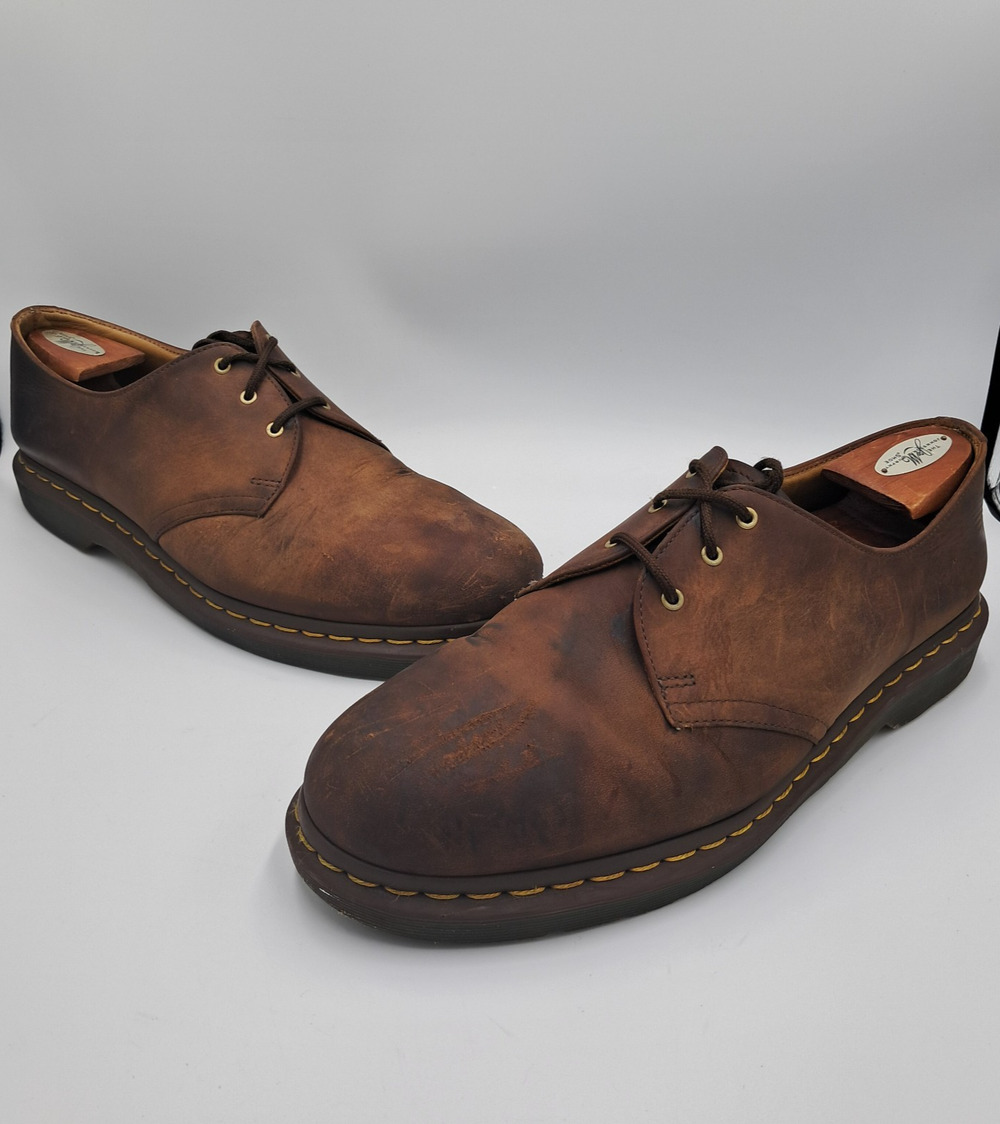 Size 13 - Dr Martens 1461 Brown Crazy Horse Leather Platform Oxford Shoes